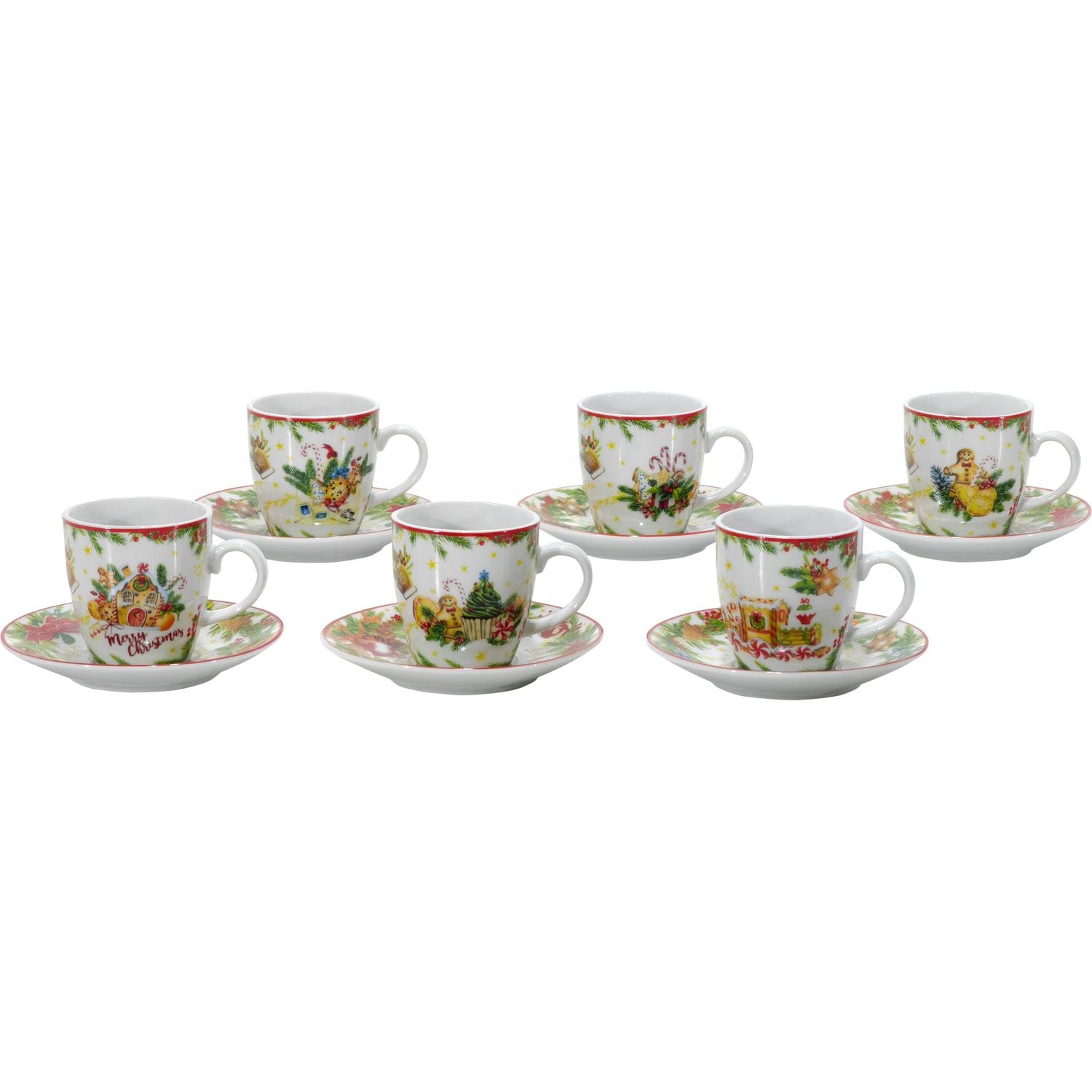 VESTIAMO CASA GRAN NATALE - Servizio da caffè natalizio in ceramica Christmas Cookies Linea Pan di Zenzero